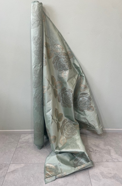 SAGE FLOWER - 100% DUPION SILK WITH LARGE FLORAL PRINT