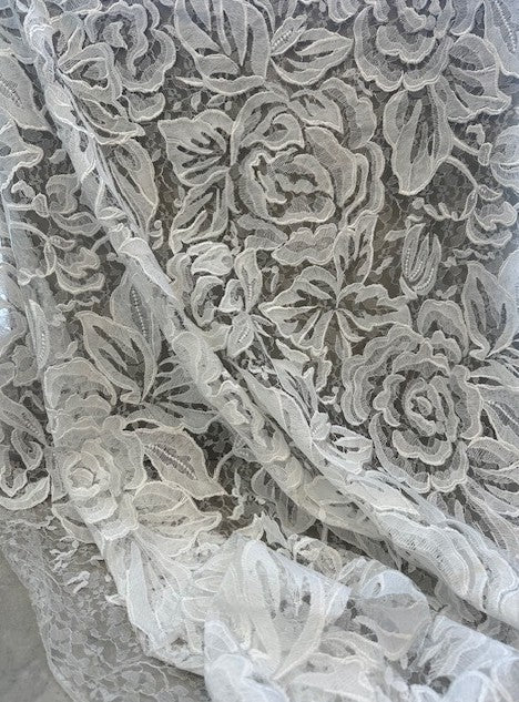 CHANTELLE LARGE EMBROIDERED FLOWERS ON A CHANTILLY LACE BASE