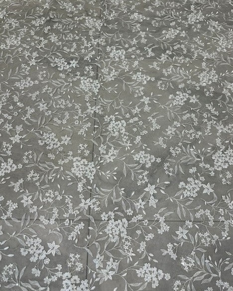 LEILANI EMBROIDERED FLORAL REPEAT WITH TINY SILVER SEQUINS