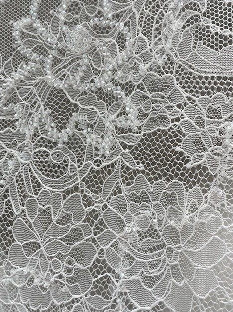 GISELLE CHANTILLY LACE WITH BEADED FLOWERS & SEQUINS