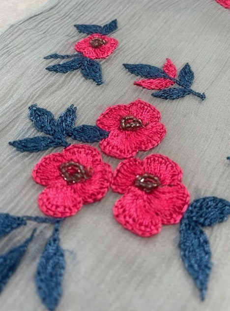 PHOEBE 100% SILK GEORGETTE WITH EMBROIDERED FLOWERS & BEADS