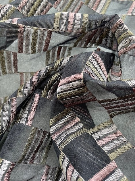 EBONY 100% SILK EMBROIDERED ORGANZA