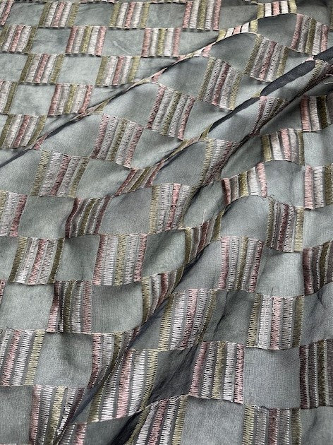 EBONY 100% SILK EMBROIDERED ORGANZA