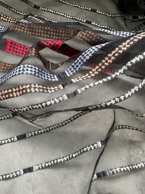 100% SILK STRIPED HORIZONTAL ORGANZA (3.8m Length)