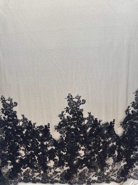 ULYSSES ASCENDING BORDERED ITALIAN LACE ON A NYLON TULLE (3.4m Length)