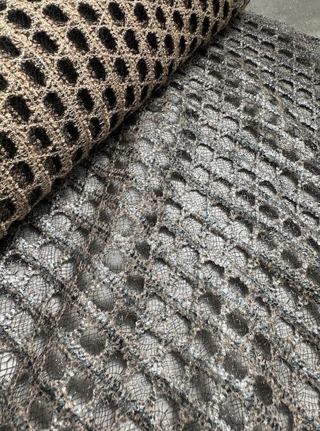 SILVER TONE OPEN WEAVE LACE (1.2m Length)