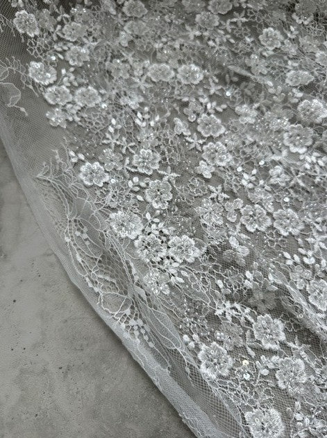 PHOEBE ASCENDING EMBROIDERED LACE WITH DELICATE SEQUENCE & TINY BEADS