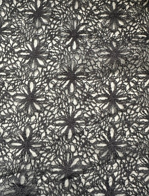 ITALIAN COTTON EMBROIDERY ON A BLACK SILK GEORGETTE BASE (2m Length)