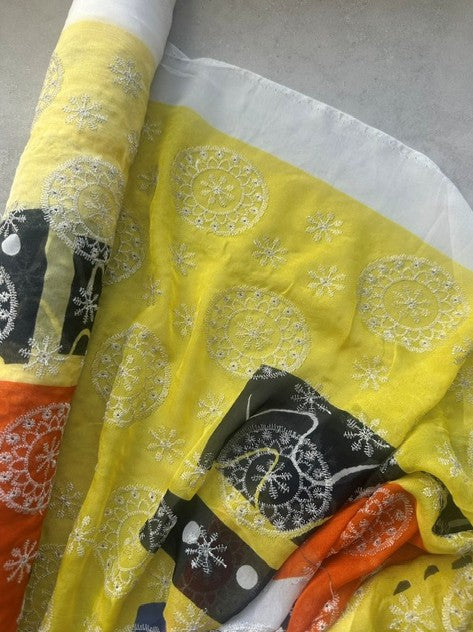 TIGERLILY ITALIAN SILK / COTTON / VISCOSE PRINT WITH EMBROIDERY (5.8m Length)
