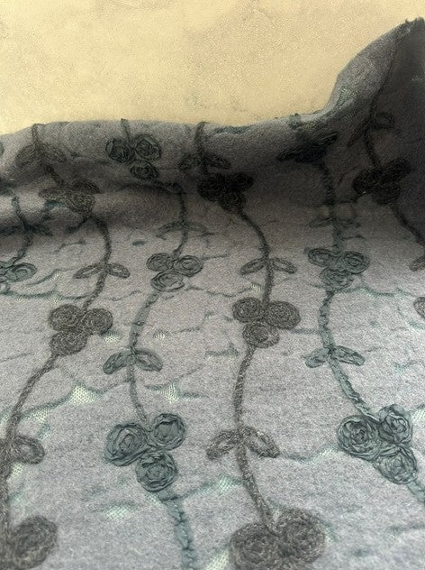 IRIS BOILED WOOL & TULLE BASE WITH EMBROIDERY (2.7m Length)