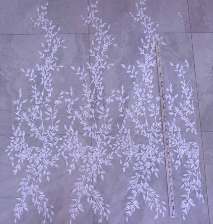 BRIDGETTE EMBROIDERED FLORAL TULLE IN IVORY