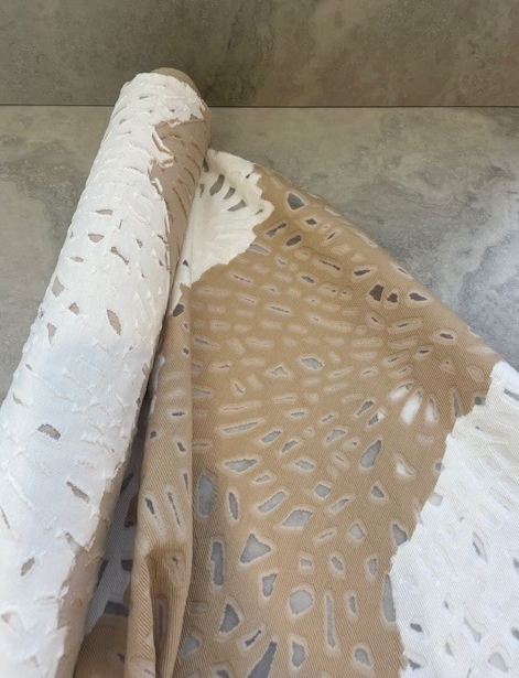 TEXTURED COTTON TWILL WITH NYLON APPLIQUE CUTOUT (3.4m Length)