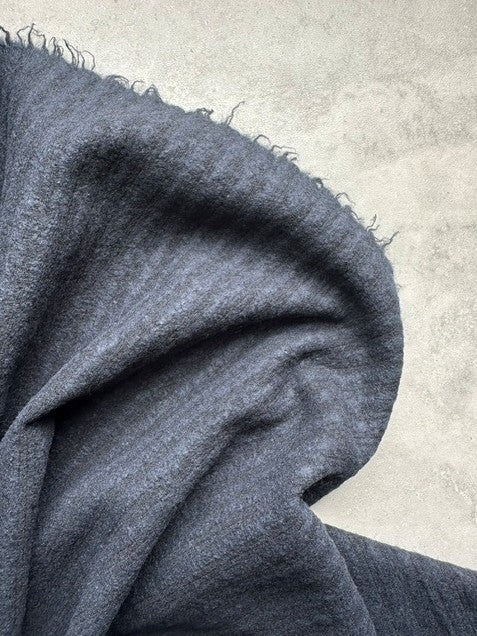 ABRUZZO TWO TONE NAVY SELF STRIPED BOILED WOOL (4.9m Length)
