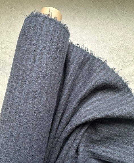 ABRUZZO TWO TONE NAVY SELF STRIPED BOILED WOOL (4.9m Length)