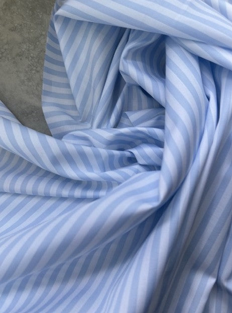 CAMERON 100% COTTON PALE BLUE & WHITE STRIPE (2.4m Length)