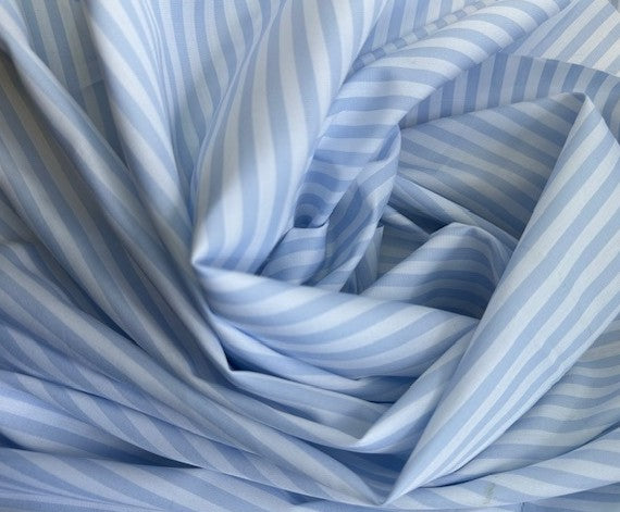 CAMERON 100% COTTON PALE BLUE & WHITE STRIPE (2.4m Length)
