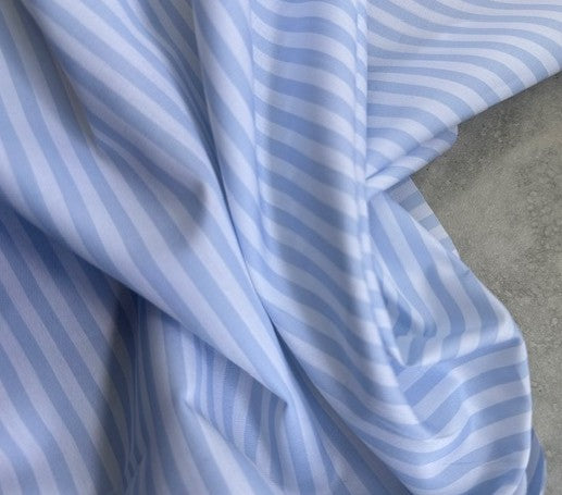 CAMERON 100% COTTON PALE BLUE & WHITE STRIPE (2.4m Length)