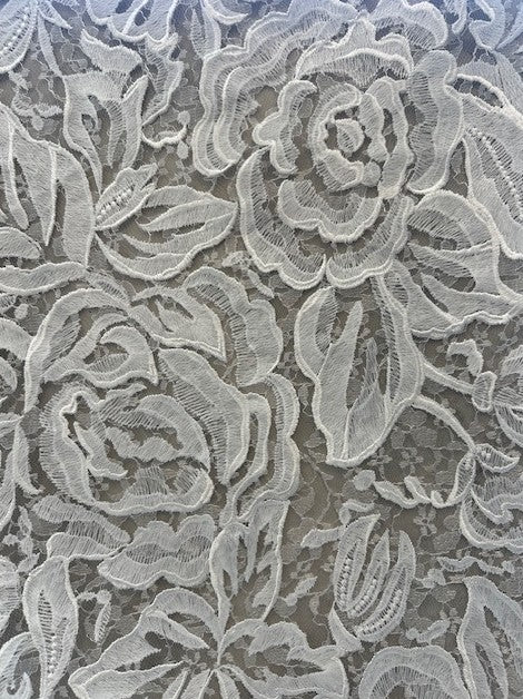 CHANTELLE LARGE EMBROIDERED FLOWERS ON A CHANTILLY LACE BASE