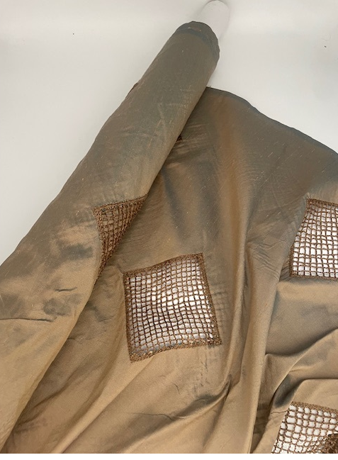 DUNE - 100%  DUPION SILK WITH A TRIANGLE CUTOUT APPLIQUE
