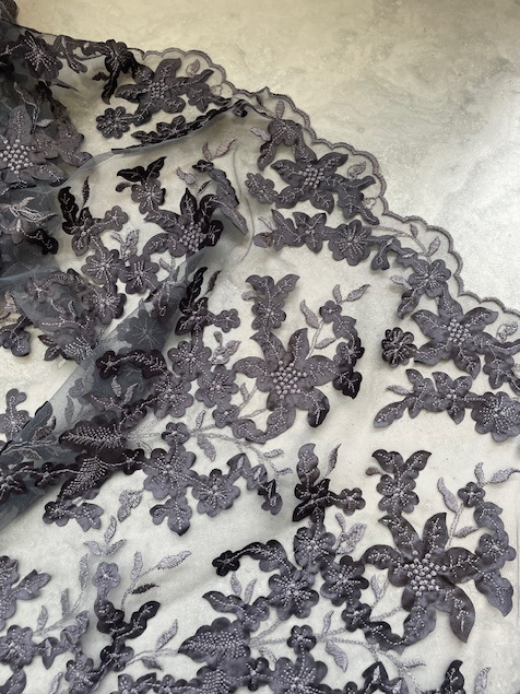 LAFAYETTE LASER CUT APPLIQUE & EMBROIDERY ON A NYLON TULLE BASE