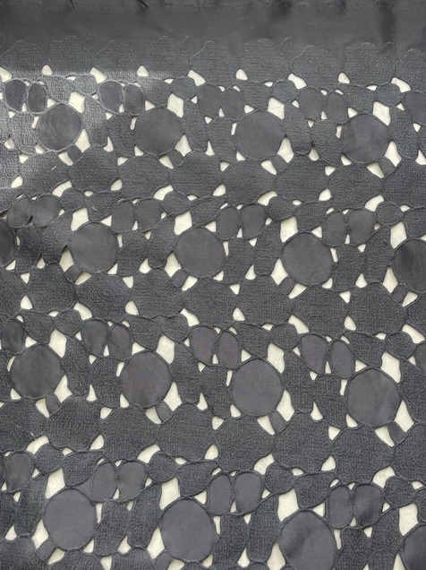 PEBBLES LASER CUT BLACK FAUX LEATHER (3m Length)