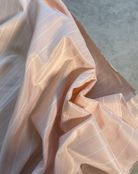 PALE PINK STRIPED SILK (1.8m Length)