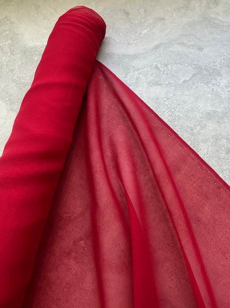 RUBY RED 100% SILK GEORGETTE