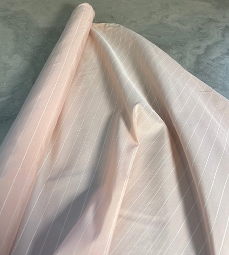 PALE PINK STRIPED SILK (1.8m Length)