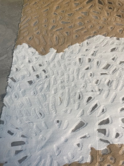 TEXTURED COTTON TWILL WITH NYLON APPLIQUE CUTOUT (3.4m Length)