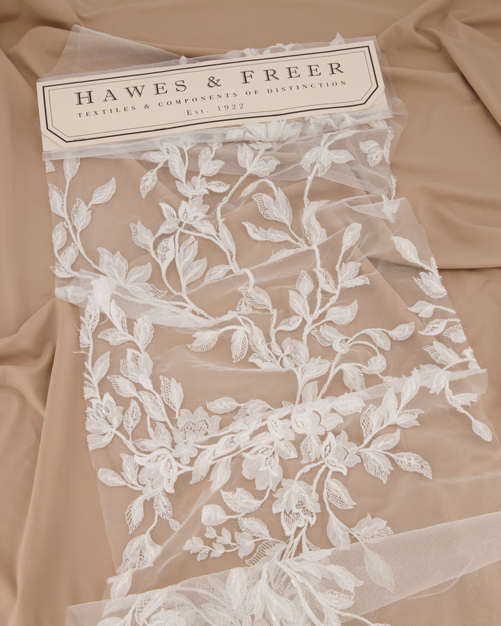 BRIDGETTE EMBROIDERED FLORAL TULLE IN IVORY